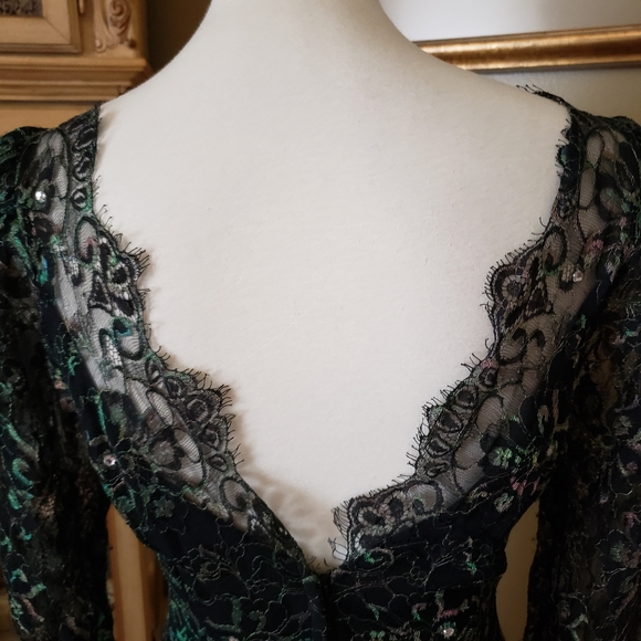 CASADEI | BLACK SEQUIN HANDKERCHIEF HEM MIDI DRESS - Picture 12 of 15